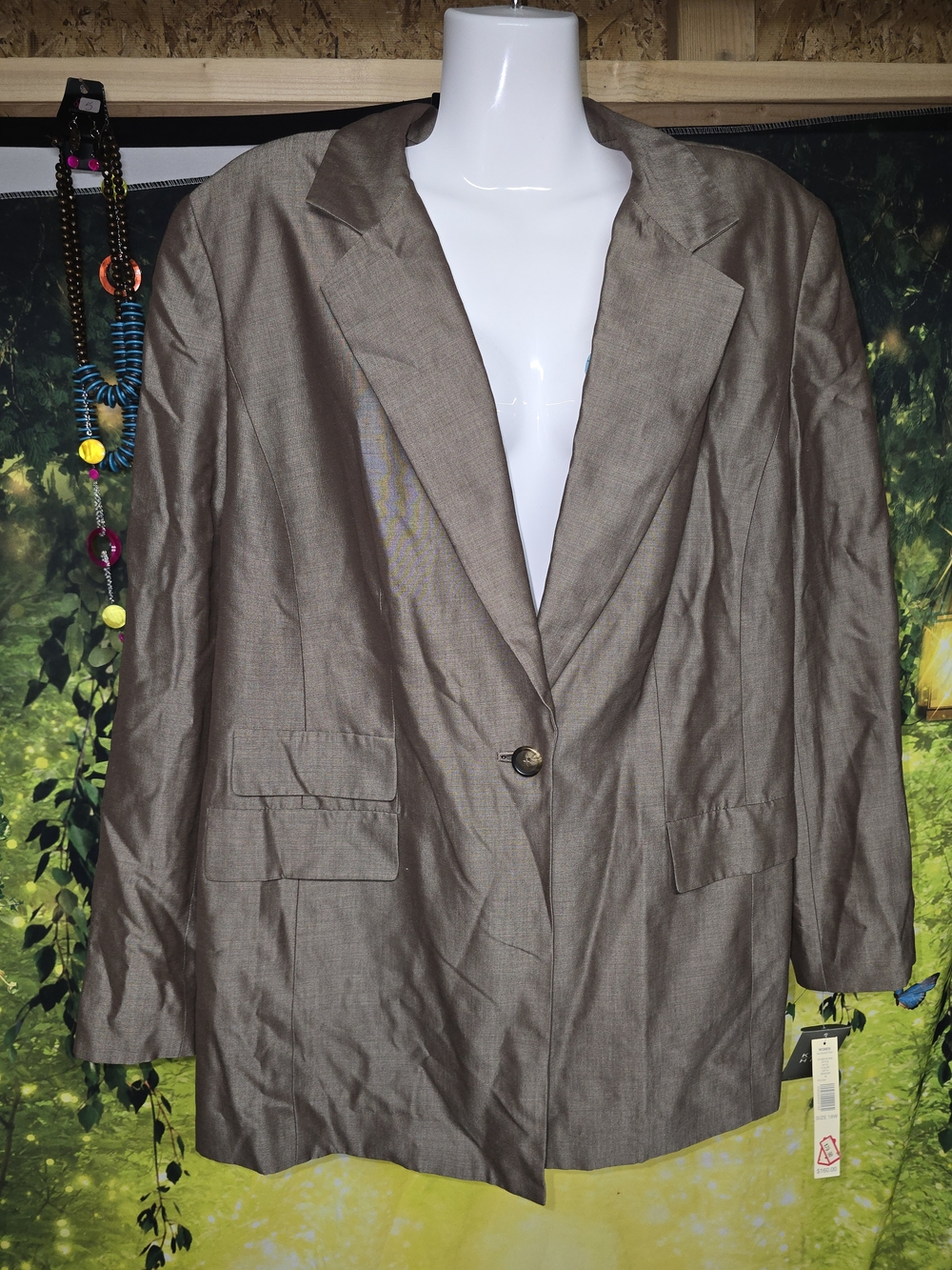 #192 NWT Vintage Kate Hill 18W Brown Wool Blend Blazer Jacket Plus Size